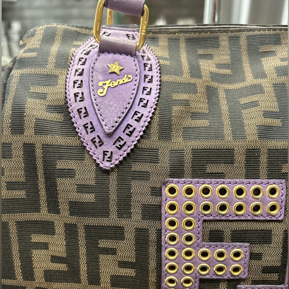 Fendi Zucca Authentic FF Du Jour Brown and Purple Satchel - Picture 7 of 17